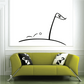 Black golf wall decal with 18 flag and curved putting line