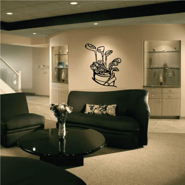 Golf wall decal of clubs and a bag graphic