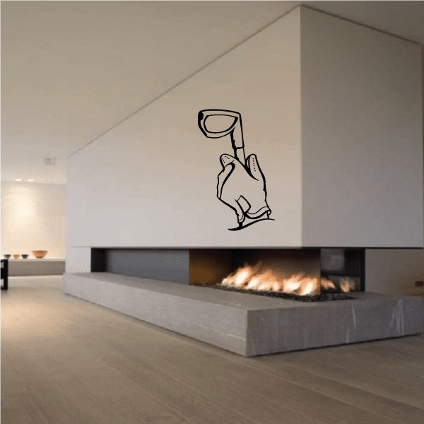 Golf wall decal: black golfer silhouette with club and ball, vinyl sticker outline.