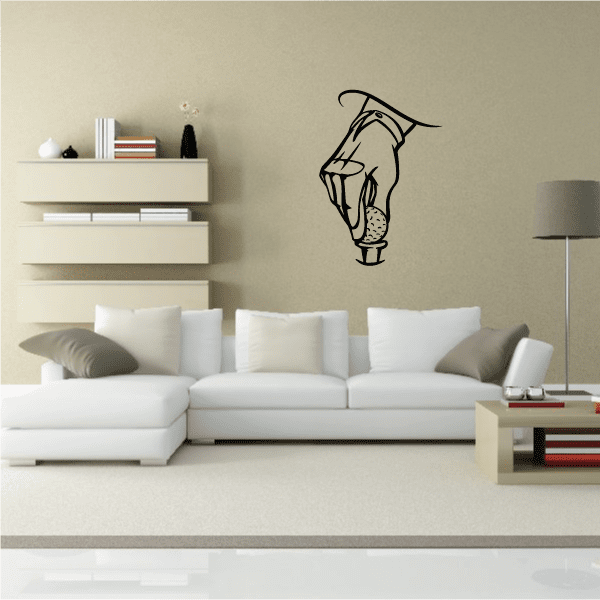 Golf wall decal vinyl of a black outline golfer with raised club