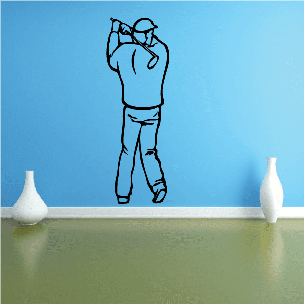 Golf wall decal: golfer holding club vinyl sticker
