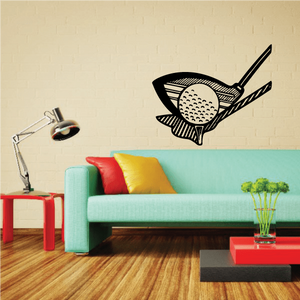 Golf wall decal vinyl sticker with stylized golf ball graphic in black