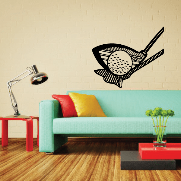 Golf wall decal vinyl sticker with stylized golf ball graphic in black