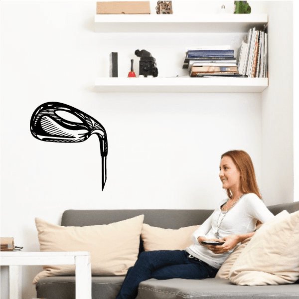 Golf club wall decal, black vinyl outline