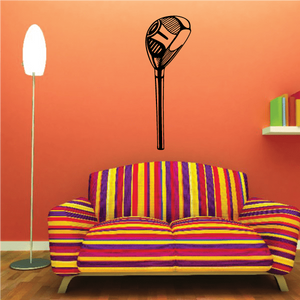 Golf wall decal of black-outlined golf club and ball