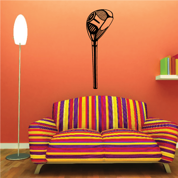 Golf wall decal of black-outlined golf club and ball