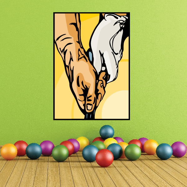 Golf wall decal vinyl sticker with golfer swing graphic in yellow and white