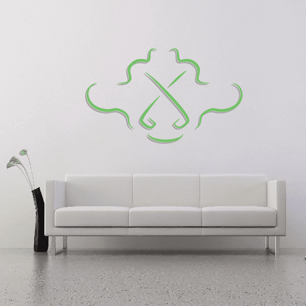 Green golf clubs wall decal with crossed club design