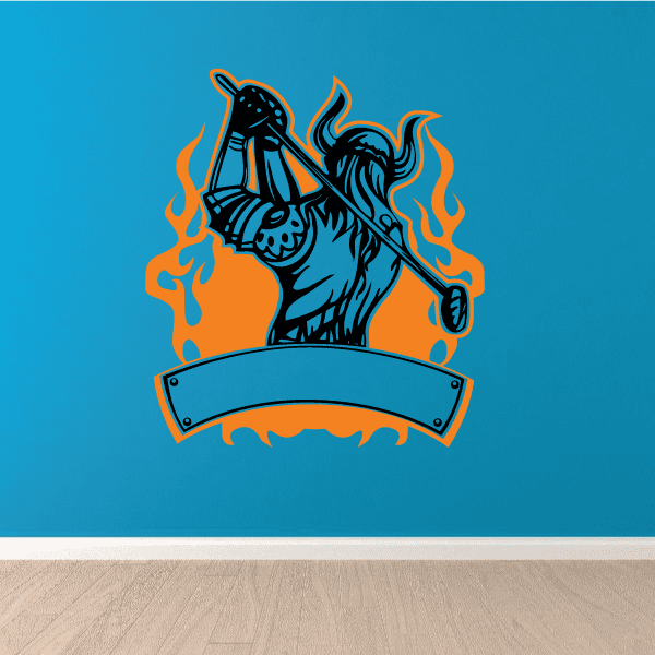 Die-cut vinyl golf decal sticker of a flaming cartoon golfer holding a club