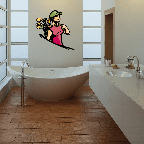 Image of Golf Woman Wall Decal - Vinyl Sticker - Car Sticker - Die Cut Sticker - CDSCOLOR096