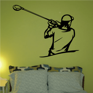 Golfer wall decal: black golfer swinging club silhouette