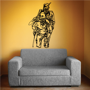 Golfer vinyl wall decal with black outline golfer figure