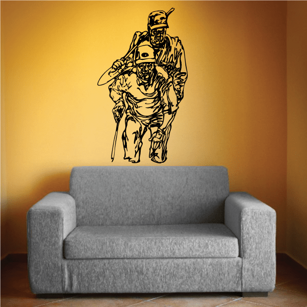 Golfer vinyl wall decal with black outline golfer figure