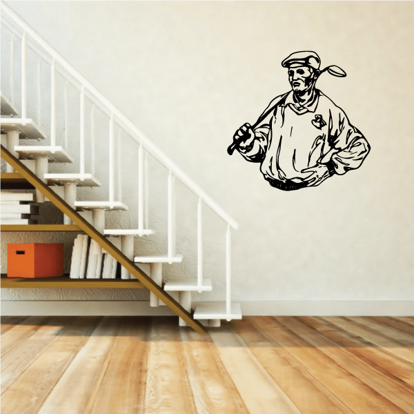Golfer wall decal vinyl sticker of a black golfer holding a club