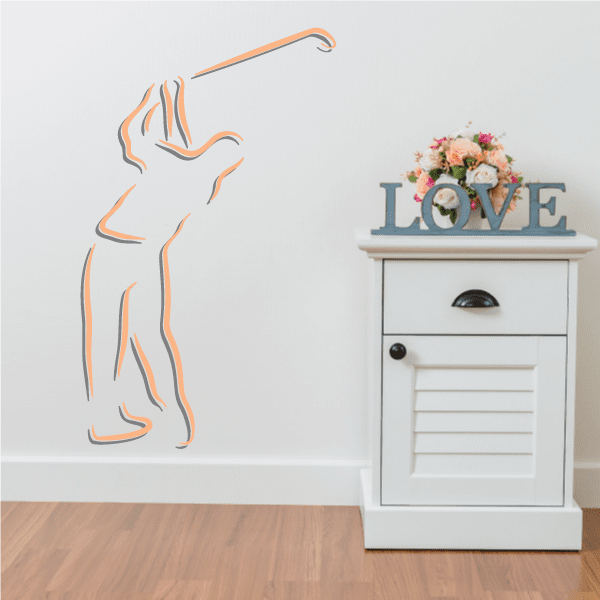 Image of Golfer Wall Decal - Vinyl Sticker - Car Sticker - Die Cut Sticker - CDSCOLOR010