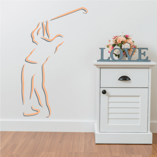 Image of Golfer Wall Decal - Vinyl Sticker - Car Sticker - Die Cut Sticker - CDSCOLOR010