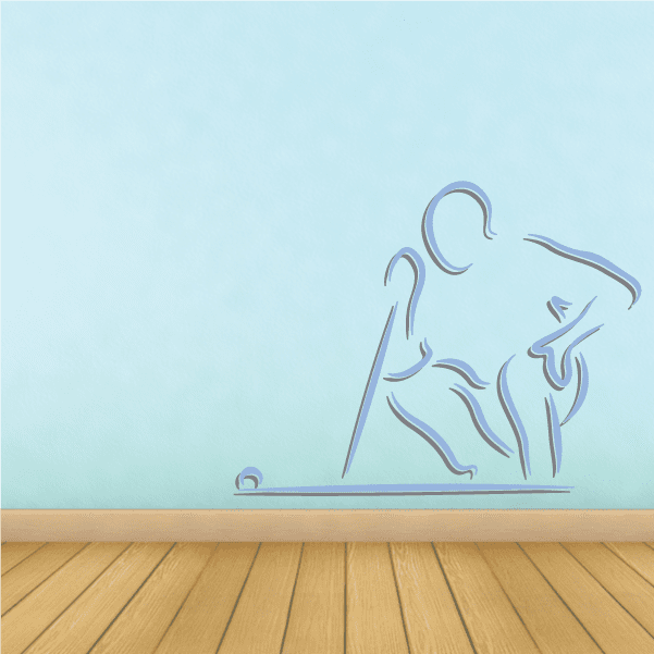 Golfer vinyl wall decal sticker, light blue silhouette holding a golf club