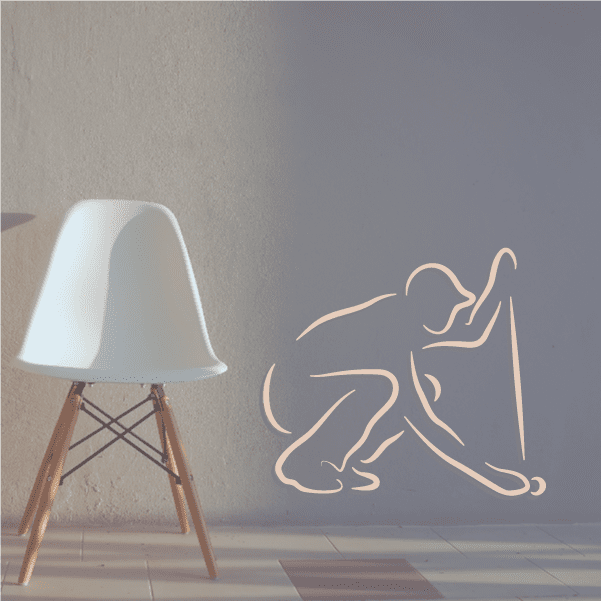 Golfer wall decal vinyl sticker, die-cut silhouette golfer in light tan