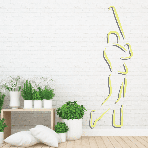 Golfer wall decal sticker with die-cut golfer figure in light yellow outline
