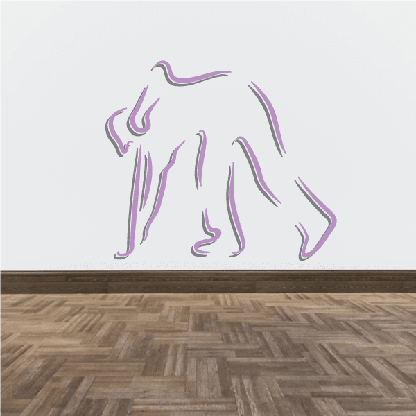 Golfer vinyl wall decal sticker with purple outline silhouette, golfer swing pose