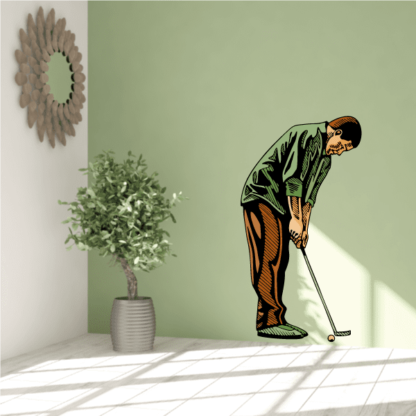 Image of Golfer Wall Decal - Vinyl Sticker - Car Sticker - Die Cut Sticker - CDSCOLOR070
