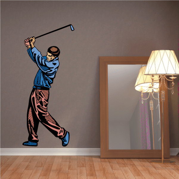 Image of Golfer Wall Decal - Vinyl Sticker - Car Sticker - Die Cut Sticker - CDSCOLOR072