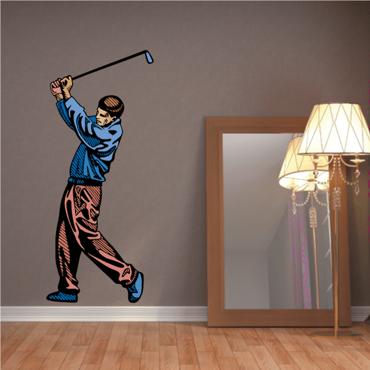 Image of Golfer Wall Decal - Vinyl Sticker - Car Sticker - Die Cut Sticker - CDSCOLOR072