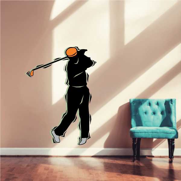 Image of Golfer Wall Decal - Vinyl Sticker - Car Sticker - Die Cut Sticker - CDSCOLOR076