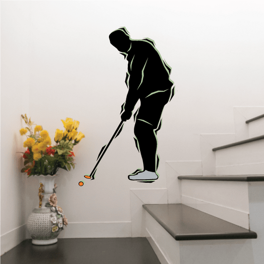 Image of Golfer Wall Decal - Vinyl Sticker - Car Sticker - Die Cut Sticker - CDSCOLOR079