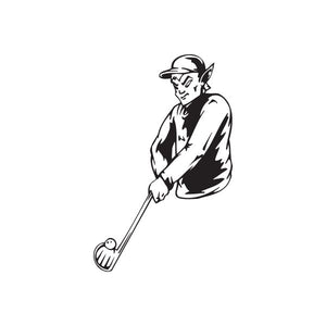 Golfing wall decal of a golfer holding a golf club, black outline