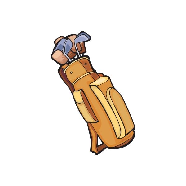 Golfing wall decal of cartoon golfer with golf bag and clubs