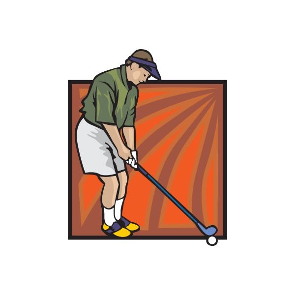 Golfing wall decal sticker of a golfer swinging a club, shown in a rectangle