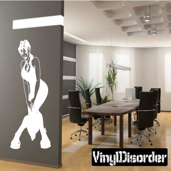 Goth Babe wall decal with white woman silhouette, goth styling