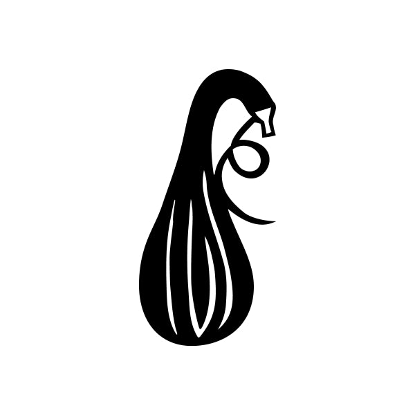 Black gourd squash decal with white highlight and small number 6 mark