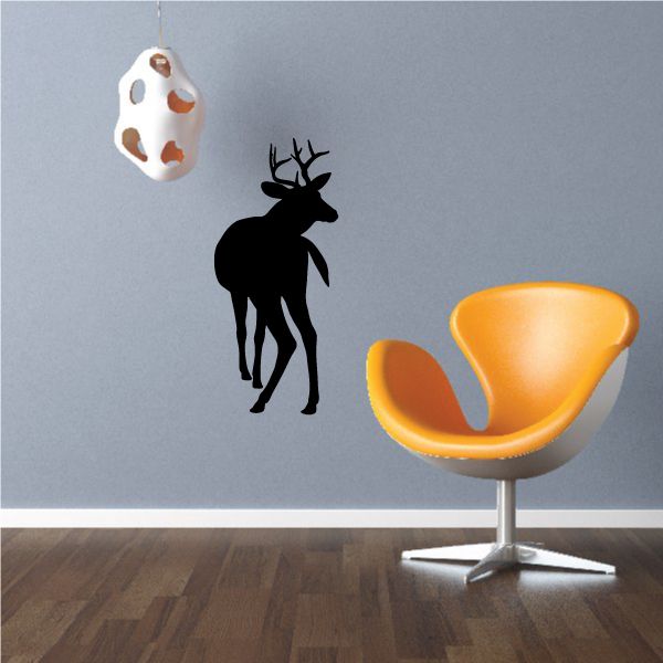 Image of Graceful Buck Deer Looking Back Silhouette Decal