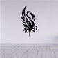 Black swan wall decal with flowing feathers and decorative scrollwork