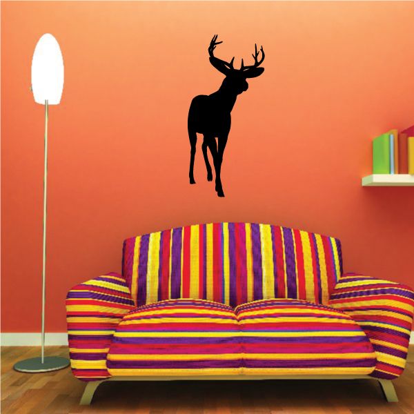 Image of Graceful Deer Buck Approaching Silhouette Decal