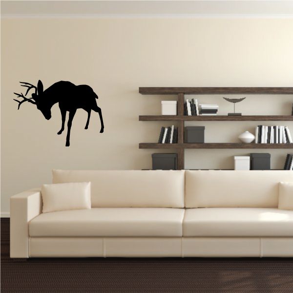 Image of Graceful Deer Buck Attacking Silhouette Decal