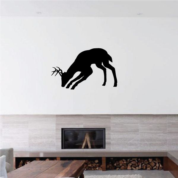 Image of Graceful Deer Buck Grazing Silhouette Decal