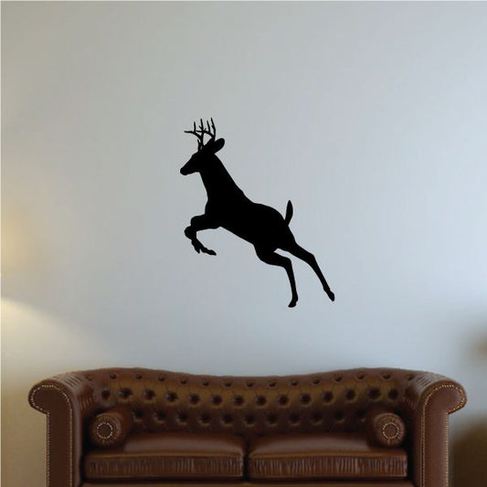 Image of Graceful Deer Buck Leaping Silhouette Decal