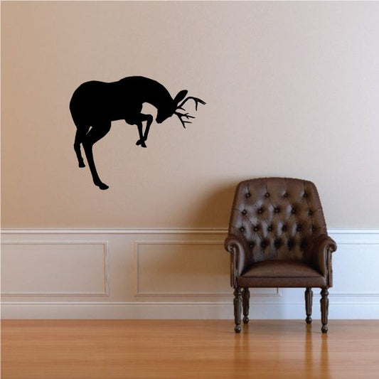 Image of Graceful Deer Buck Pushing Silhouette Decal