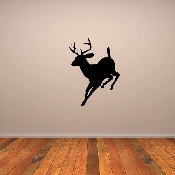 Image of Graceful Deer Buck Running Silhouette Decal