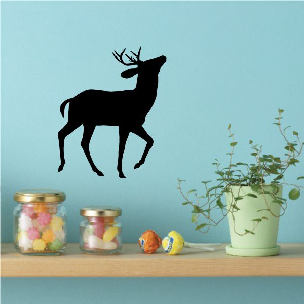 Image of Graceful Deer Buck Walking Up Silhouette Decal