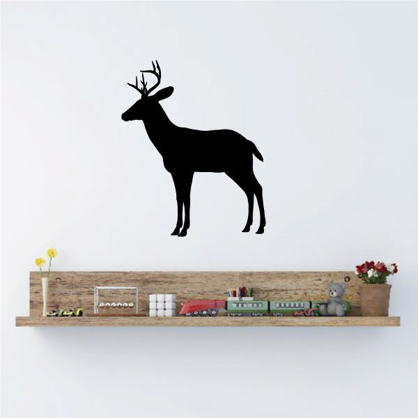 Image of Graceful Deer Buck Watching Silhouette Decal