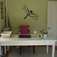 Dragonfly wall decal with black line-art design