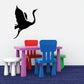 Black swan wall decal with fluttering wings