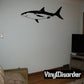 Great white shark wall decal, black silhouette with detailed fins and tail