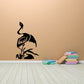 Black heron wall decal with detailed wings and long beak, perched on branch