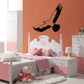 Hawk wall decal with black silhouette, wings spread and hunting posture