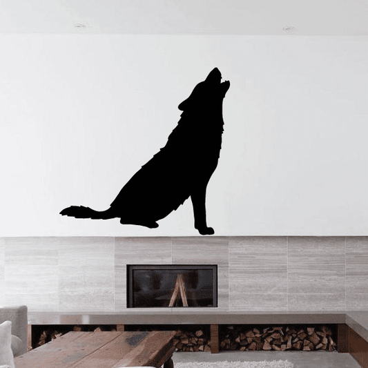 Image of Graceful Sitting Wolf Howl Decal